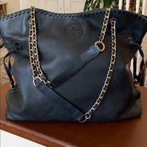 Tory Burch Carson black pebbled leather tote